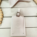 White Full Leather Needlepoint Bag Tag - The Pink Pineapple 850
