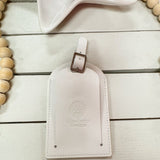 White Full Leather Needlepoint Bag Tag - The Pink Pineapple 850