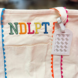 White Full Leather Needlepoint Bag Tag - The Pink Pineapple 850