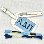 White Full Leather Needlepoint Bag Tag - The Pink Pineapple 850