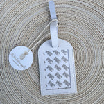 White Full Leather Needlepoint Bag Tag - The Pink Pineapple 850