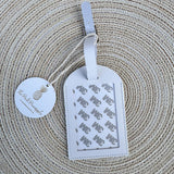 White Full Leather Needlepoint Bag Tag - The Pink Pineapple 850