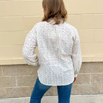 White Multi Ruffle Neck Button - Down Top - The Pink Pineapple 850