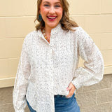 White Multi Ruffle Neck Button - Down Top - The Pink Pineapple 850