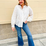 White Multi Ruffle Neck Button - Down Top - The Pink Pineapple 850