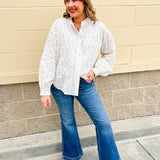 White Multi Ruffle Neck Button - Down Top - The Pink Pineapple 850