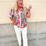Wildly in Bloom Button Down Top - The Pink Pineapple 850