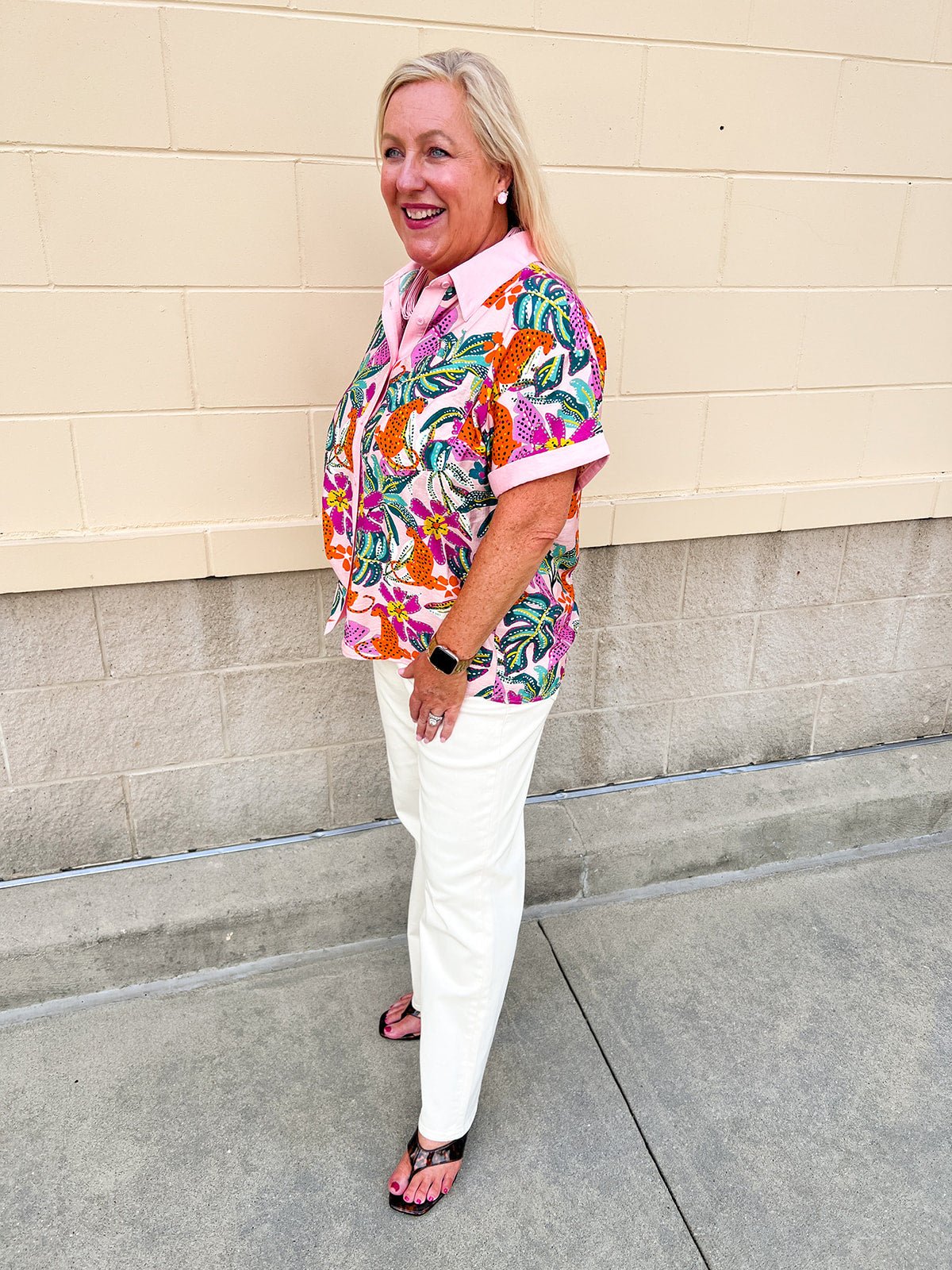 Wildly in Bloom Button Down Top - The Pink Pineapple 850