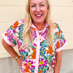 Wildly in Bloom Button Down Top - The Pink Pineapple 850