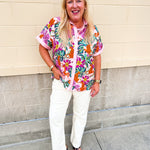 Wildly in Bloom Button Down Top - The Pink Pineapple 850
