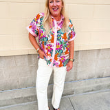 Wildly in Bloom Button Down Top - The Pink Pineapple 850