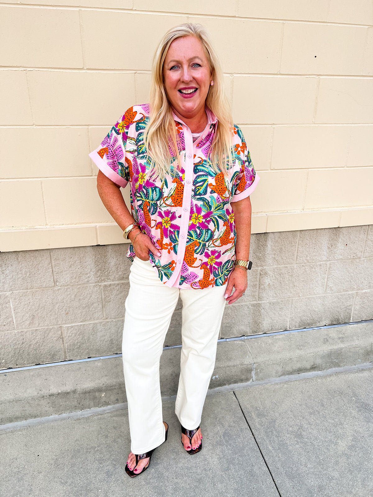 Wildly in Bloom Button Down Top - The Pink Pineapple 850