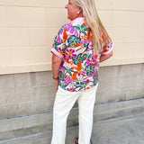 Wildly in Bloom Button Down Top - The Pink Pineapple 850