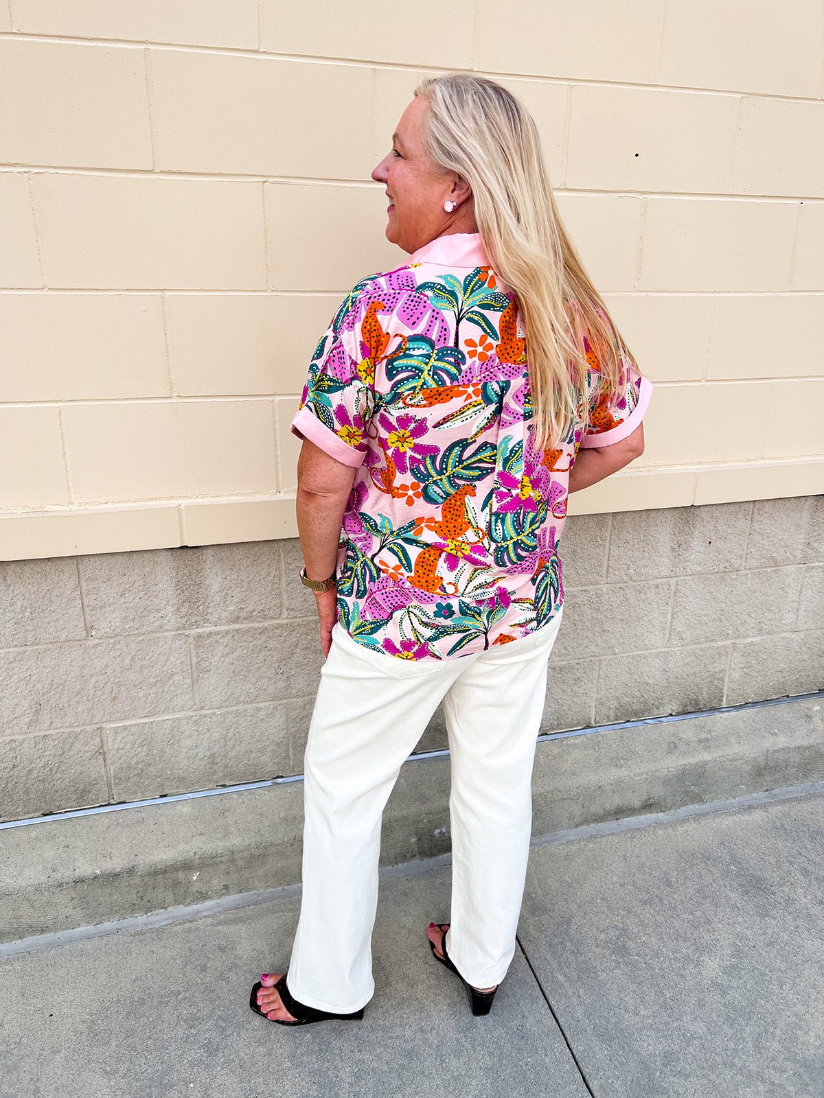 Wildly in Bloom Button Down Top - The Pink Pineapple 850