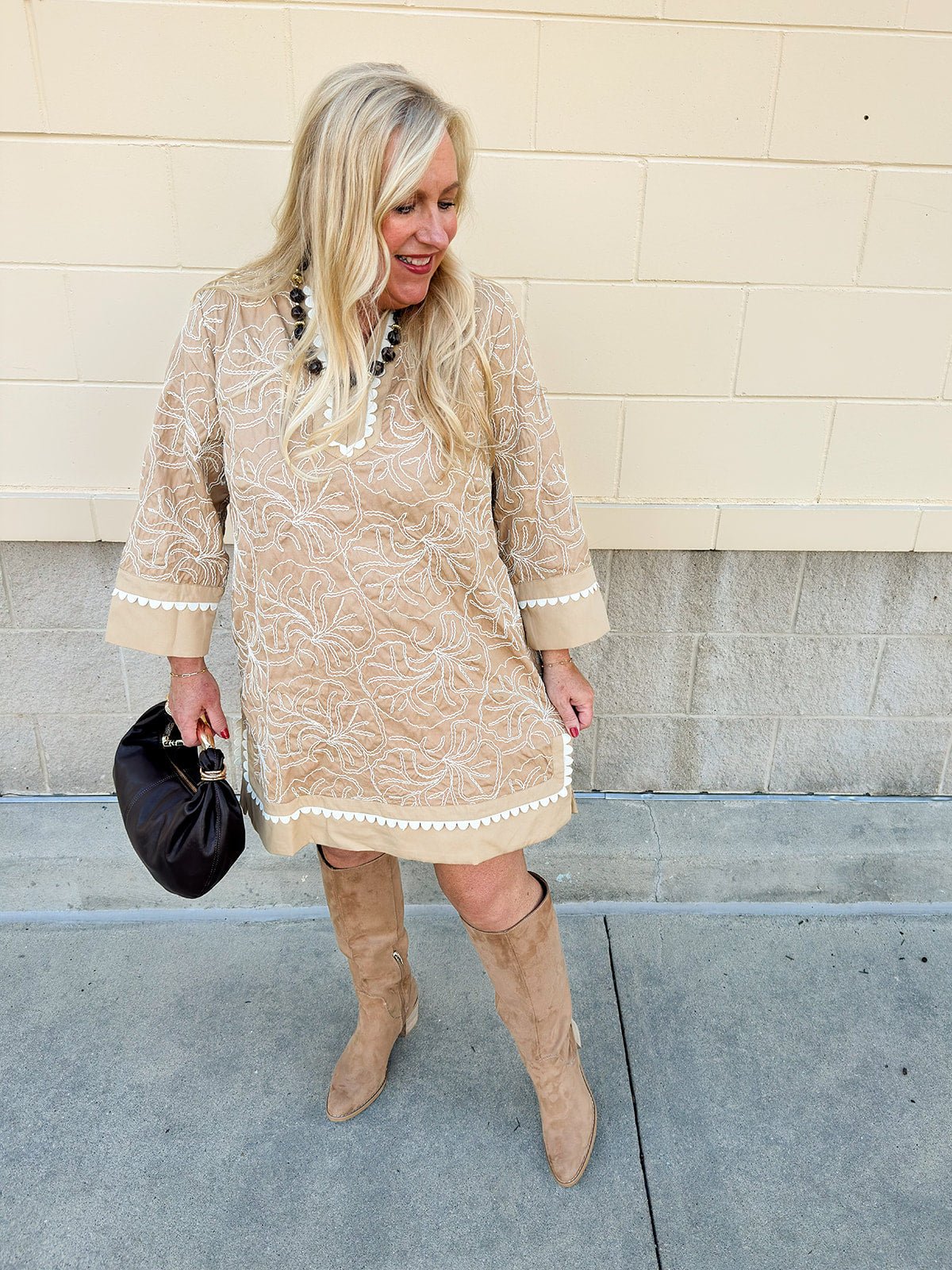 Willow Grace Embroidered Notch Neck Dress - The Pink Pineapple 850