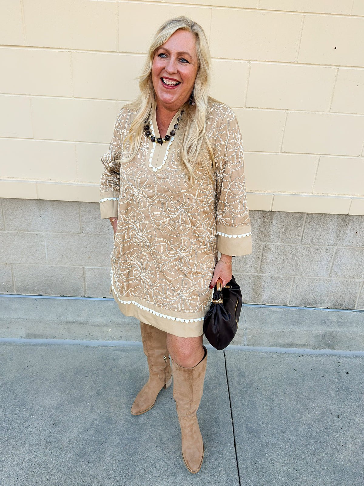 Willow Grace Embroidered Notch Neck Dress - The Pink Pineapple 850