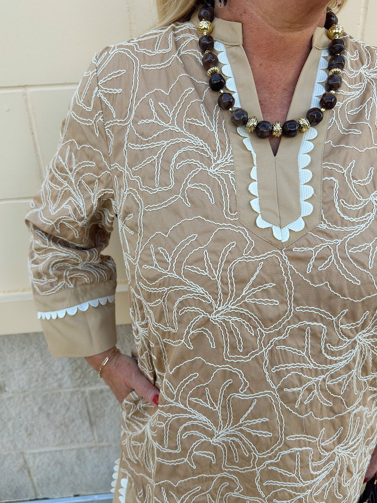 Willow Grace Embroidered Notch Neck Dress - The Pink Pineapple 850