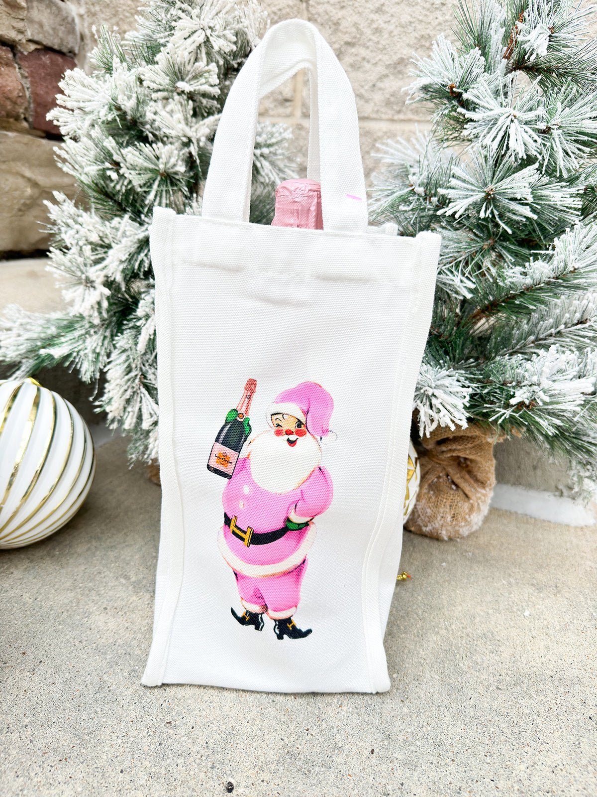 Wine Bag – Pink Santa with Champagne - The Pink Pineapple 850