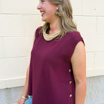 Wine Button Front Sweater Vest - The Pink Pineapple 850