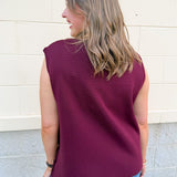 Wine Button Front Sweater Vest - The Pink Pineapple 850