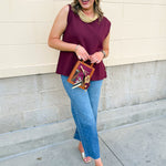 Wine Button Front Sweater Vest - The Pink Pineapple 850