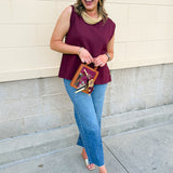 Wine Button Front Sweater Vest - The Pink Pineapple 850