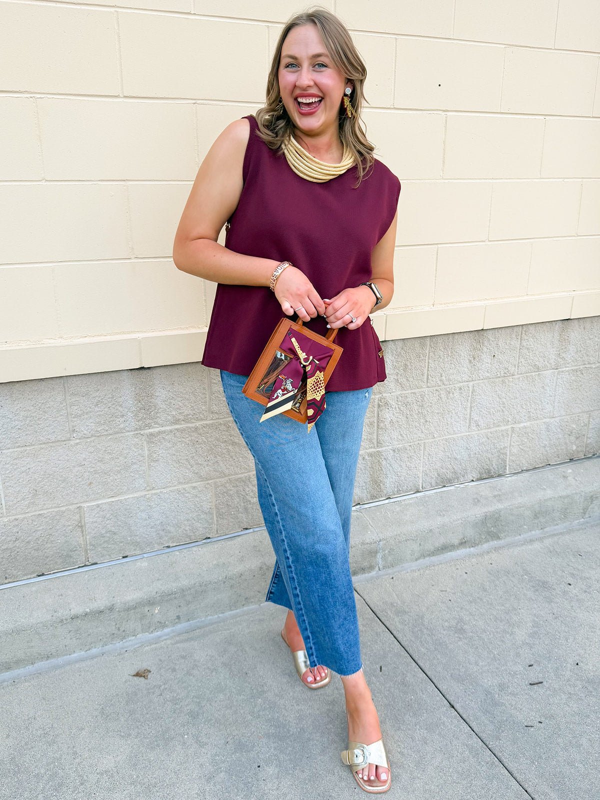Wine Button Front Sweater Vest - The Pink Pineapple 850