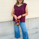 Wine Button Front Sweater Vest - The Pink Pineapple 850