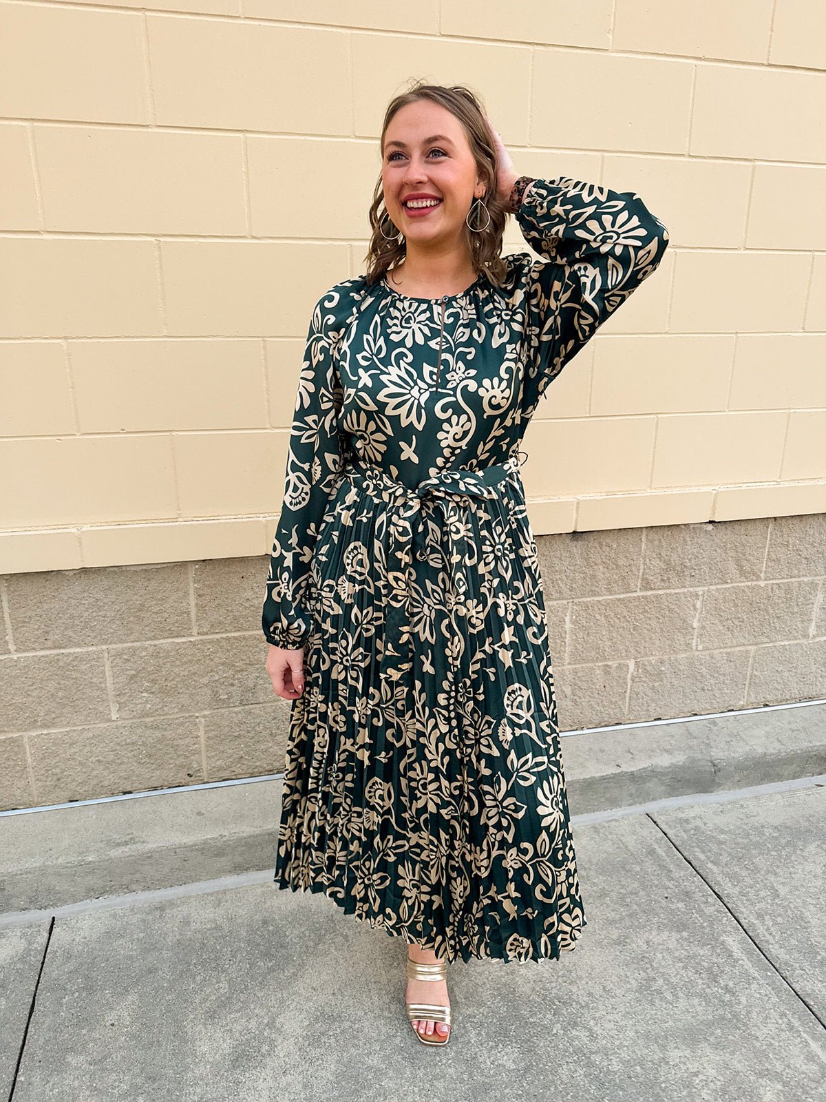 Winter Soirée Pleated Midi Dress - The Pink Pineapple 850