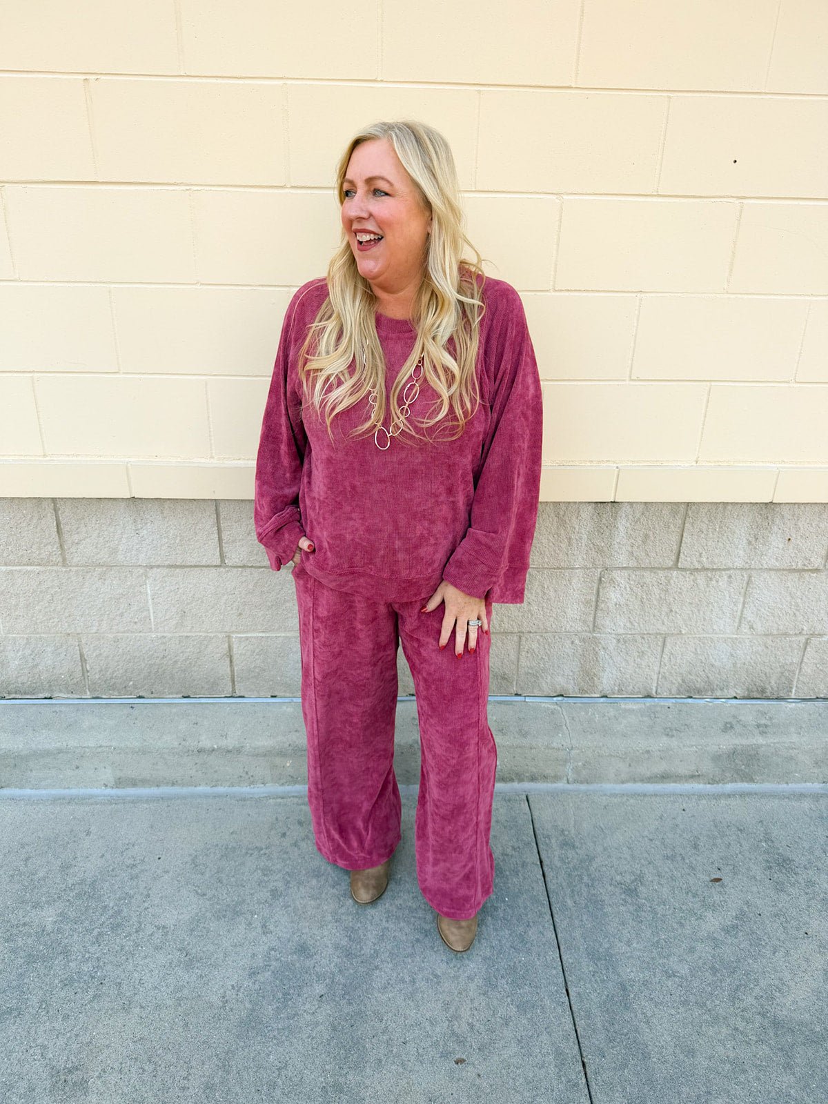 Winter Stroll Luxe Knit Set in Ruby Red - The Pink Pineapple 850