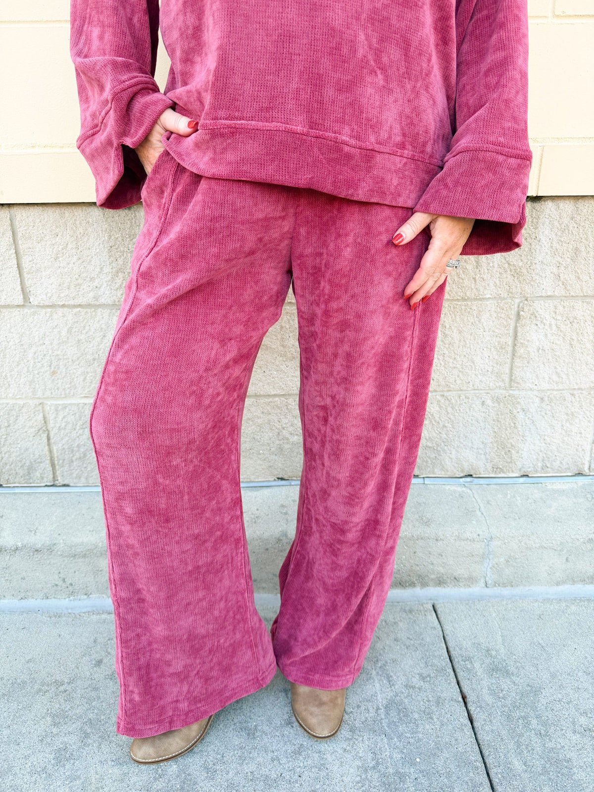 Winter Stroll Luxe Knit Set in Ruby Red - The Pink Pineapple 850