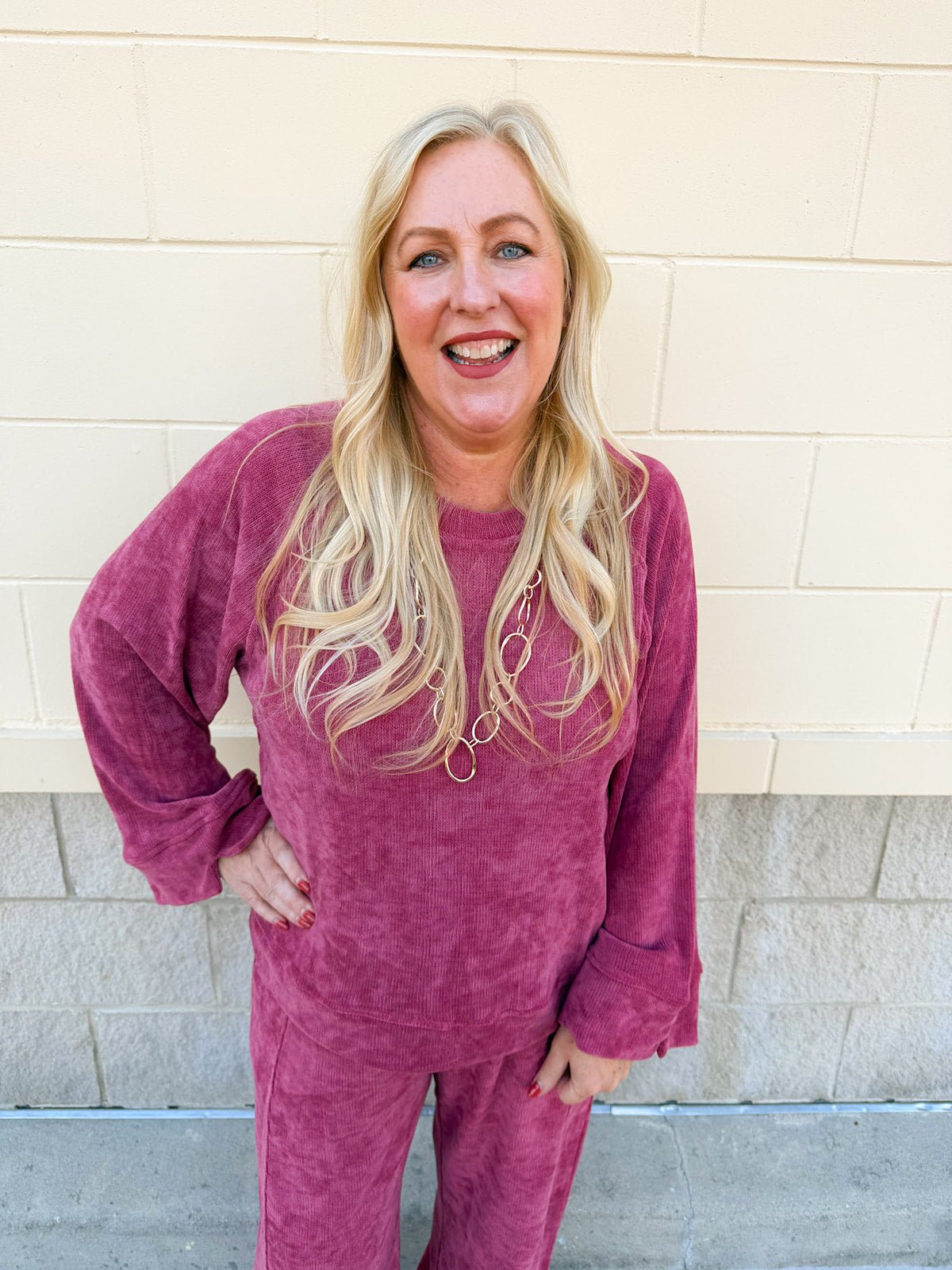 Winter Stroll Luxe Knit Set in Ruby Red - The Pink Pineapple 850