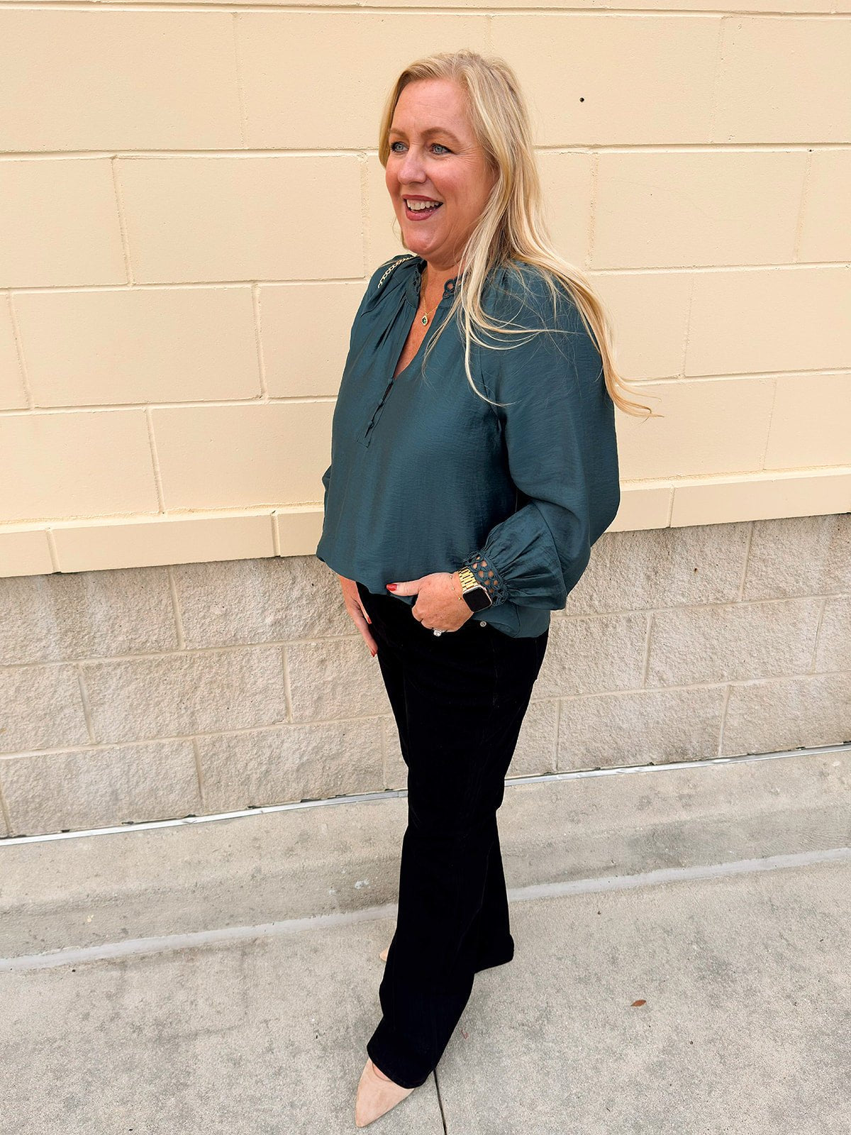 Winter Whimsy Eyelet Trim Top in Blue - The Pink Pineapple 850