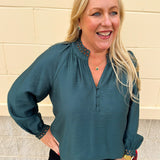 Winter Whimsy Eyelet Trim Top in Blue - The Pink Pineapple 850