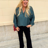 Winter Whimsy Eyelet Trim Top in Blue - The Pink Pineapple 850