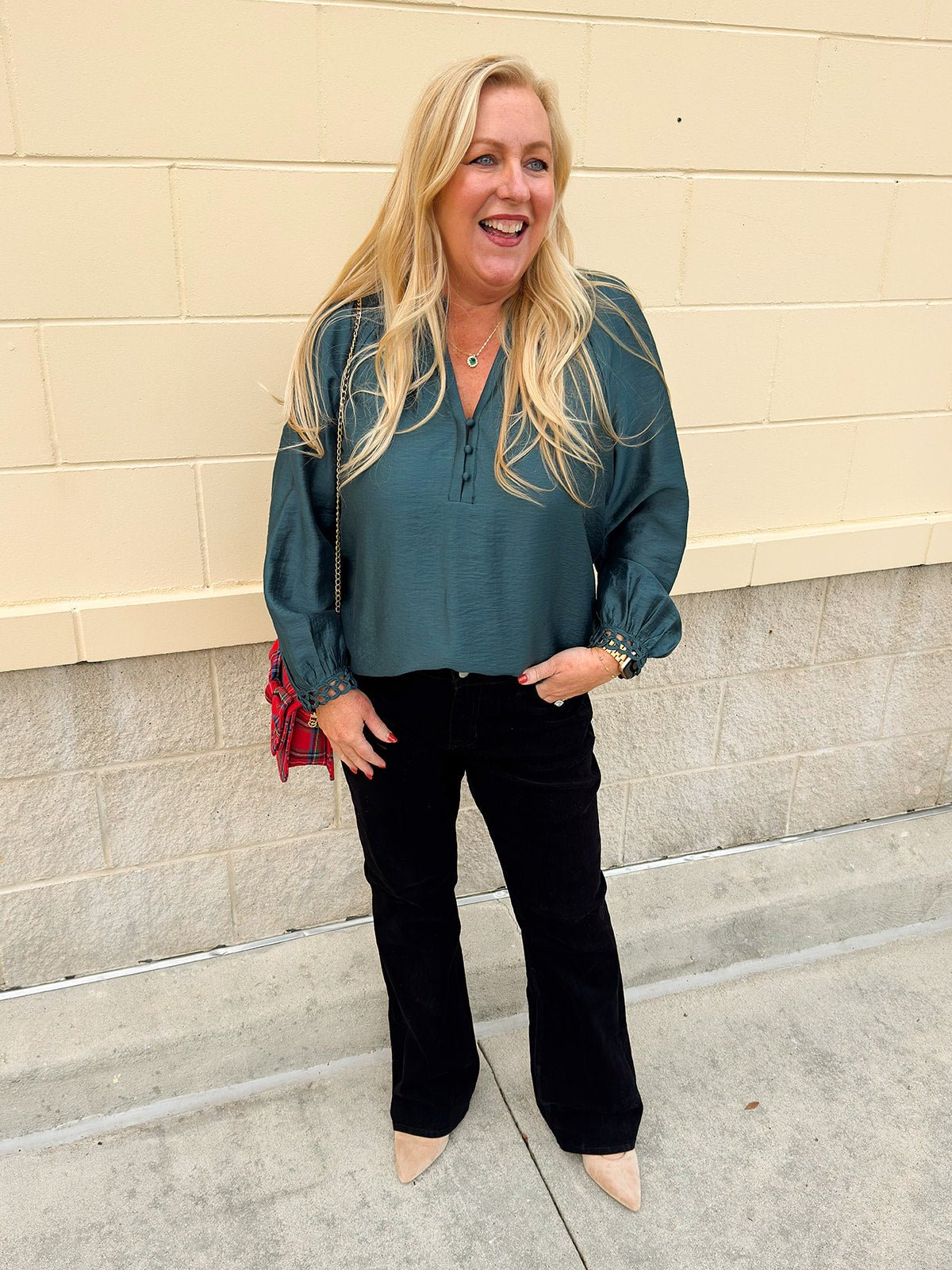 Winter Whimsy Eyelet Trim Top in Blue - The Pink Pineapple 850