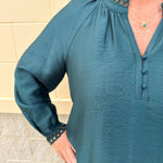 Winter Whimsy Eyelet Trim Top in Blue - The Pink Pineapple 850