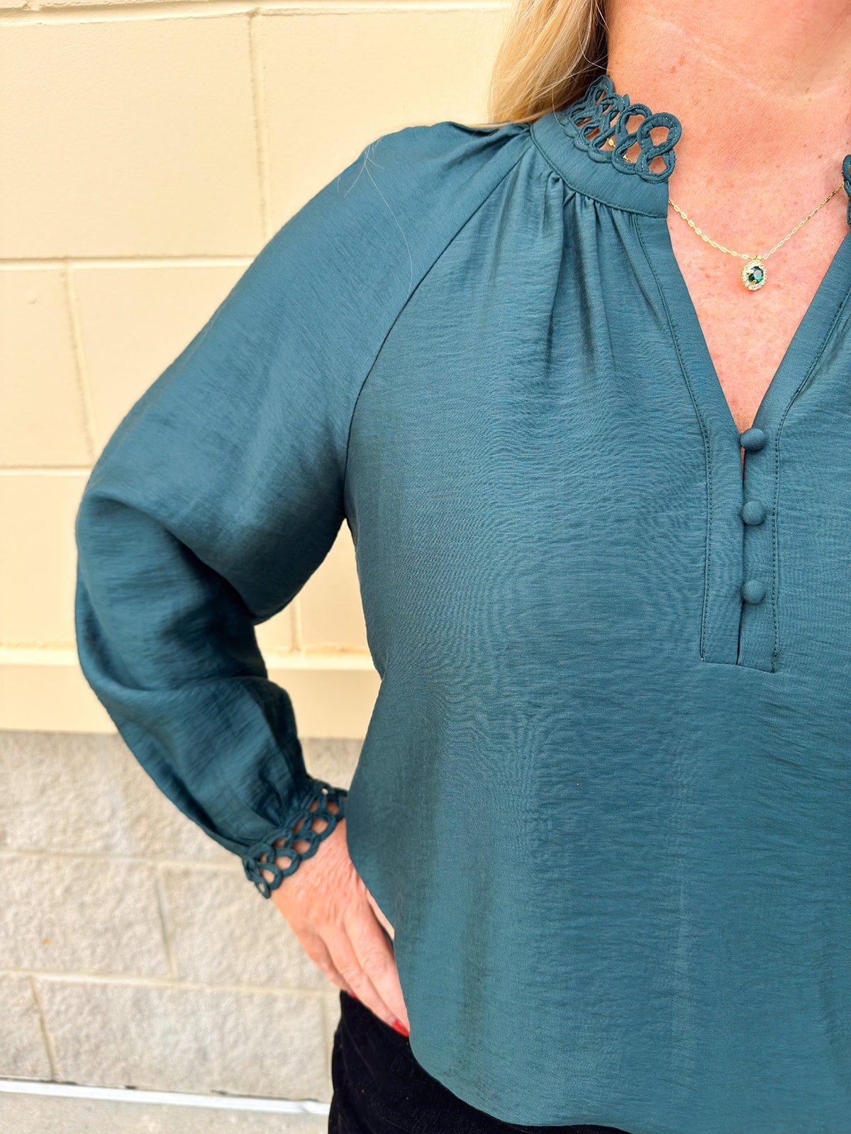 Winter Whimsy Eyelet Trim Top in Blue - The Pink Pineapple 850