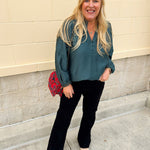 Winter Whimsy Eyelet Trim Top in Blue - The Pink Pineapple 850