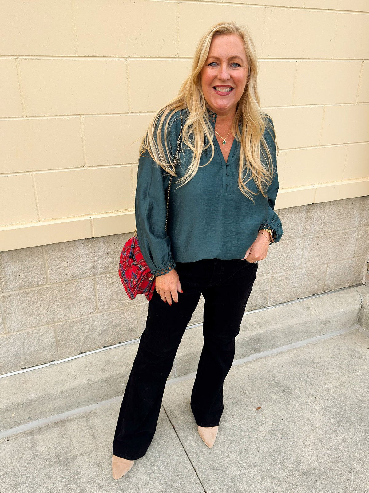 Winter Whimsy Eyelet Trim Top in Blue - The Pink Pineapple 850