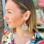 Wood+Leather Black Deco Round Earring - The Pink Pineapple 850