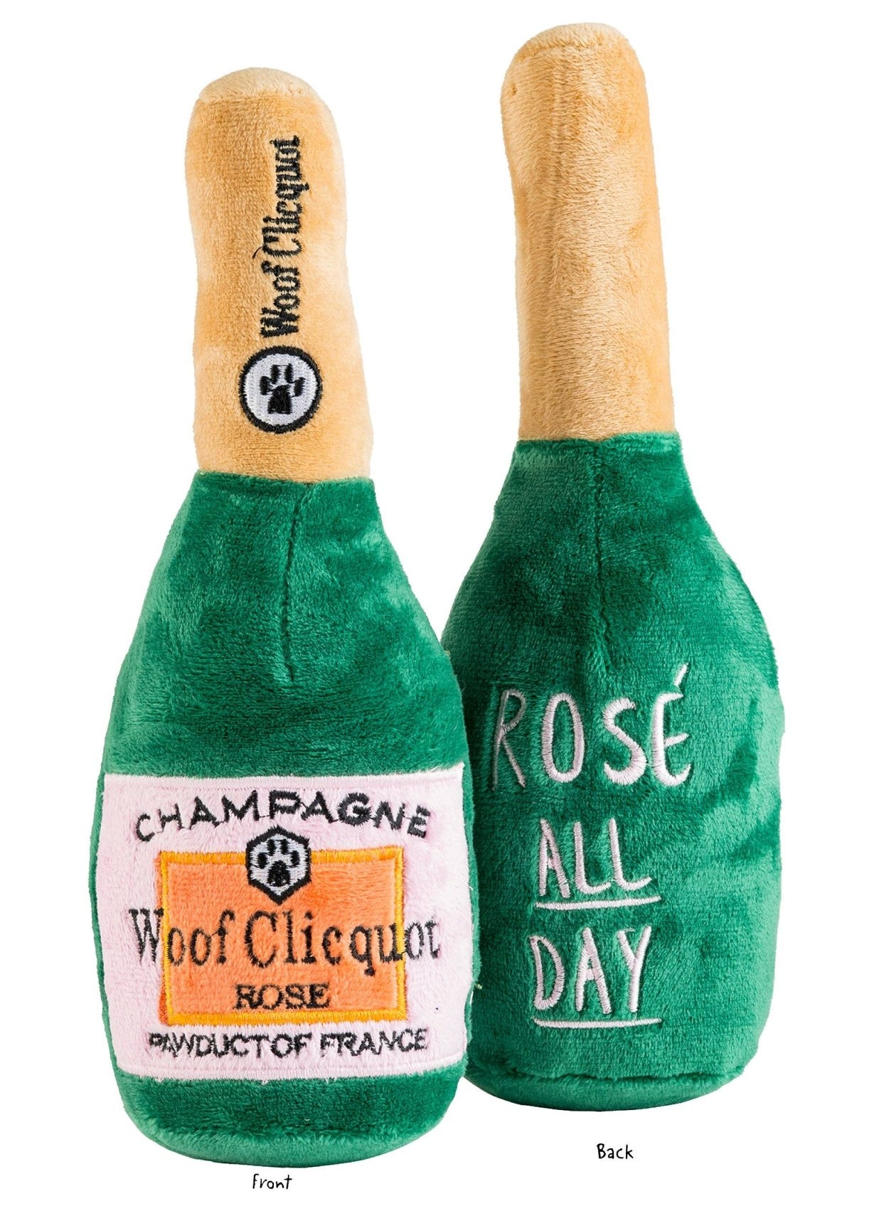 Woof Clicquot Rose' Champagne Bottle Squeaker Dog Toy - The Pink Pineapple 850