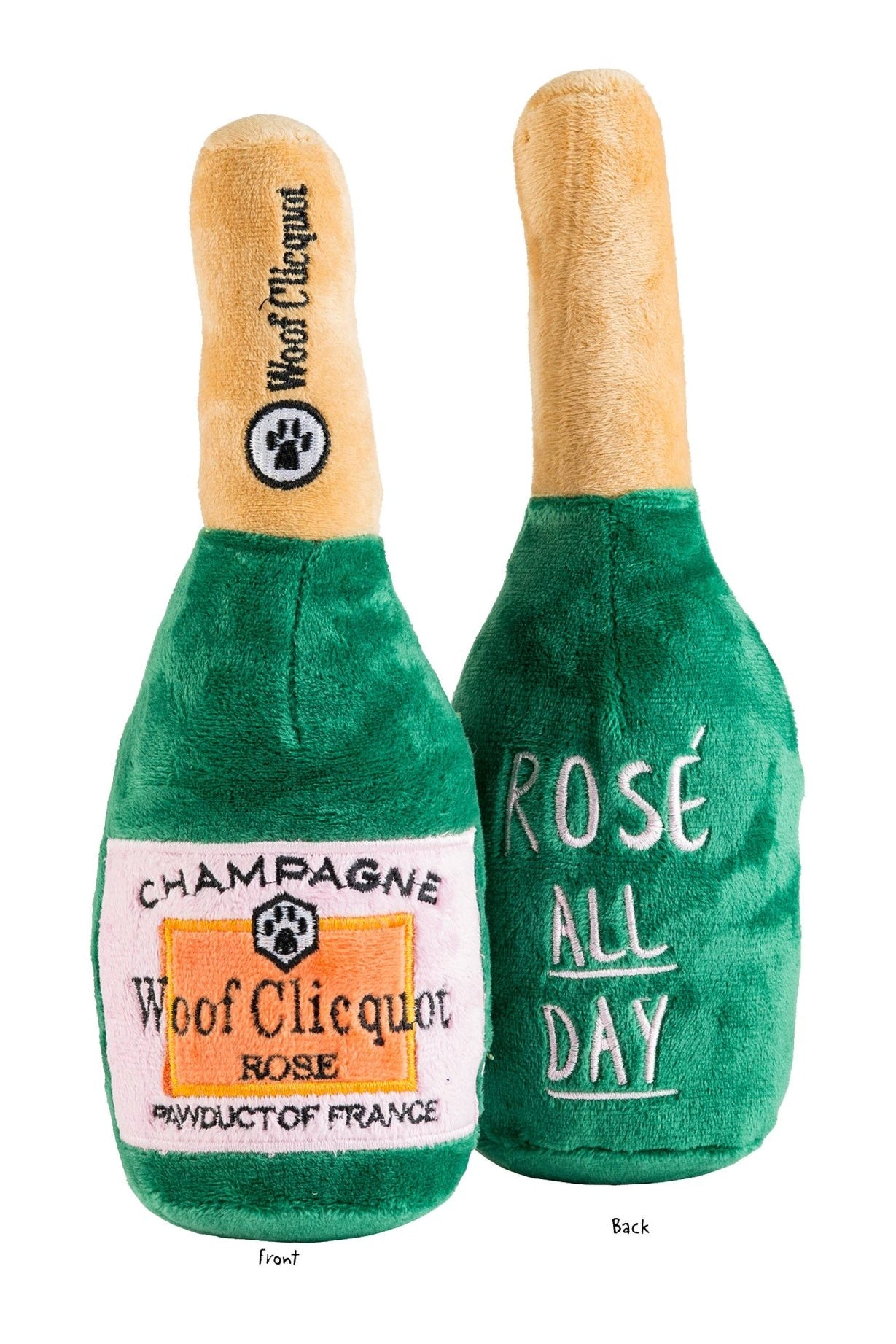 Woof Clicquot Rose' Champagne Bottle Squeaker Dog Toy - The Pink Pineapple 850