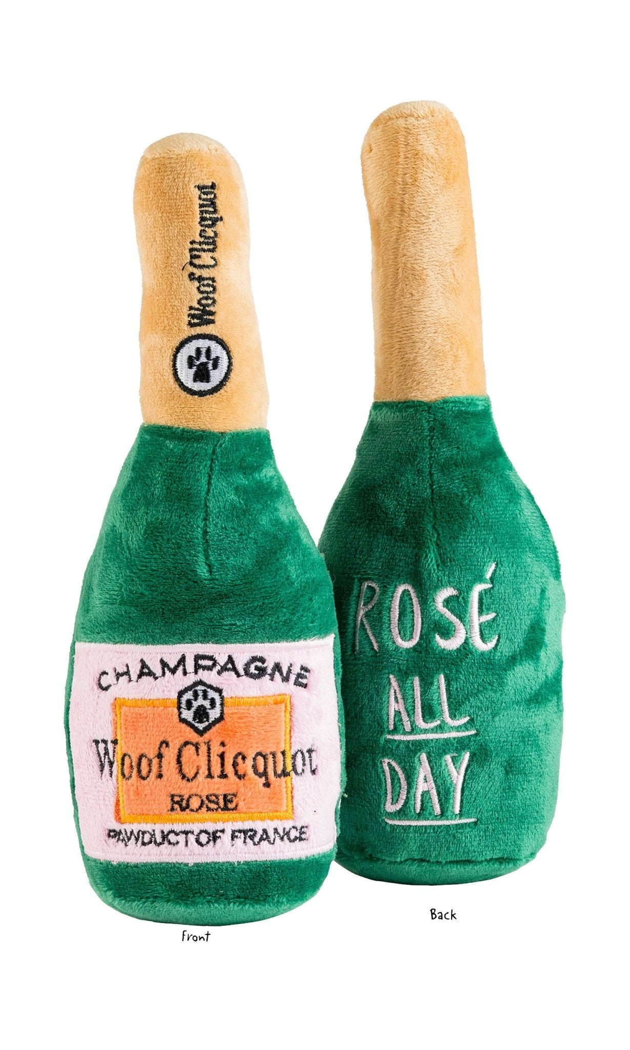 Woof Clicquot Rose' Champagne Bottle Squeaker Dog Toy - The Pink Pineapple 850