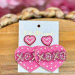 Xoxo Heart Shaped Valentine Beaded Earrings - Fuchsia - The Pink Pineapple 850