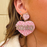 Xoxo Heart Shaped Valentine Beaded Earrings in Pink - The Pink Pineapple 850