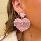 Xoxo Heart Shaped Valentine Beaded Earrings in Pink - The Pink Pineapple 850