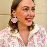 Xoxo Heart Shaped Valentine Beaded Earrings in Pink - The Pink Pineapple 850