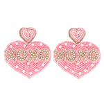 Xoxo Heart Shaped Valentine Beaded Earrings - Pink - The Pink Pineapple 850