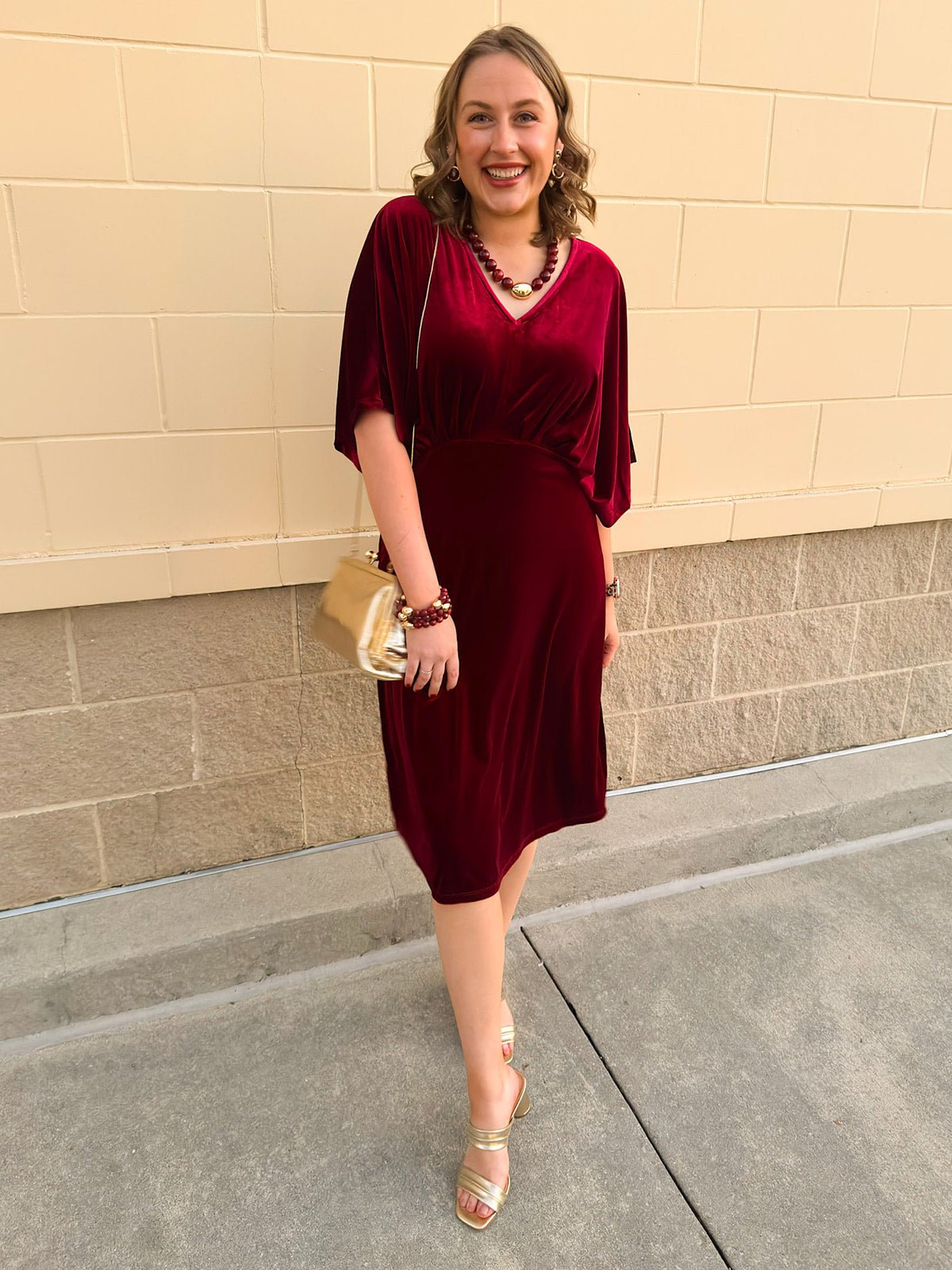 Yuletide Elegance Velvet Midi Dress - The Pink Pineapple 850